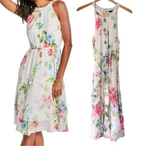 Ann Taylor Chiffon Sleeveless Tiered Dress Feminine Floral NWT  | 12